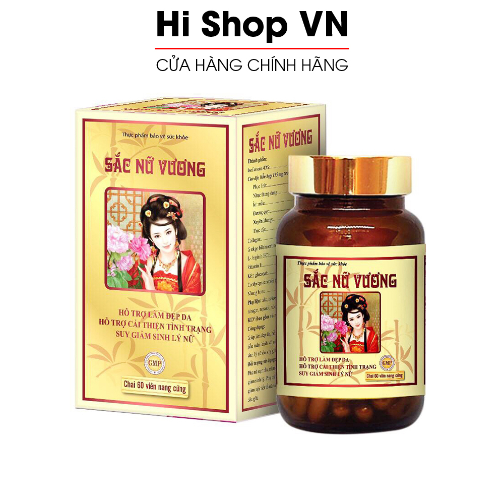 Viên uống đẹp da Sắc Nữ Vương tăng nội tiết tố nữ, bổ sung Collagen, tinh chất mầm đậu nành - Hộp 60 viên