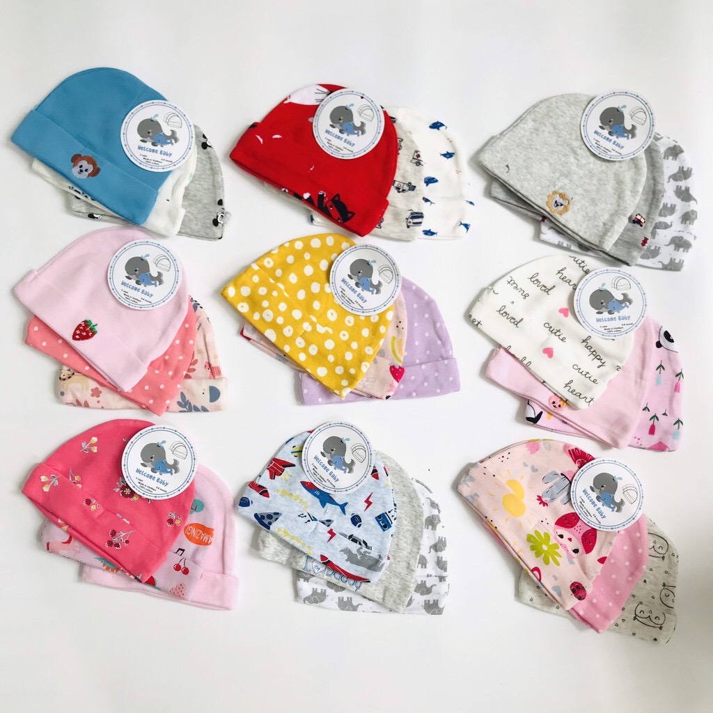 Sét 3 nón che thóp cho bé nhiều màu xinh xắn cho bé từ 0-3 tháng - BEEKIDS PLAZA