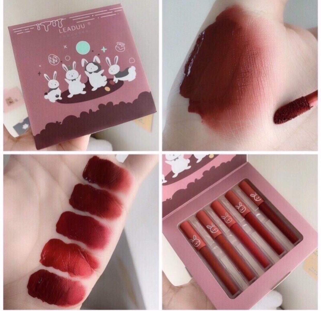 Set 5 cây son kem lì thỏ leaduu nội đia trung