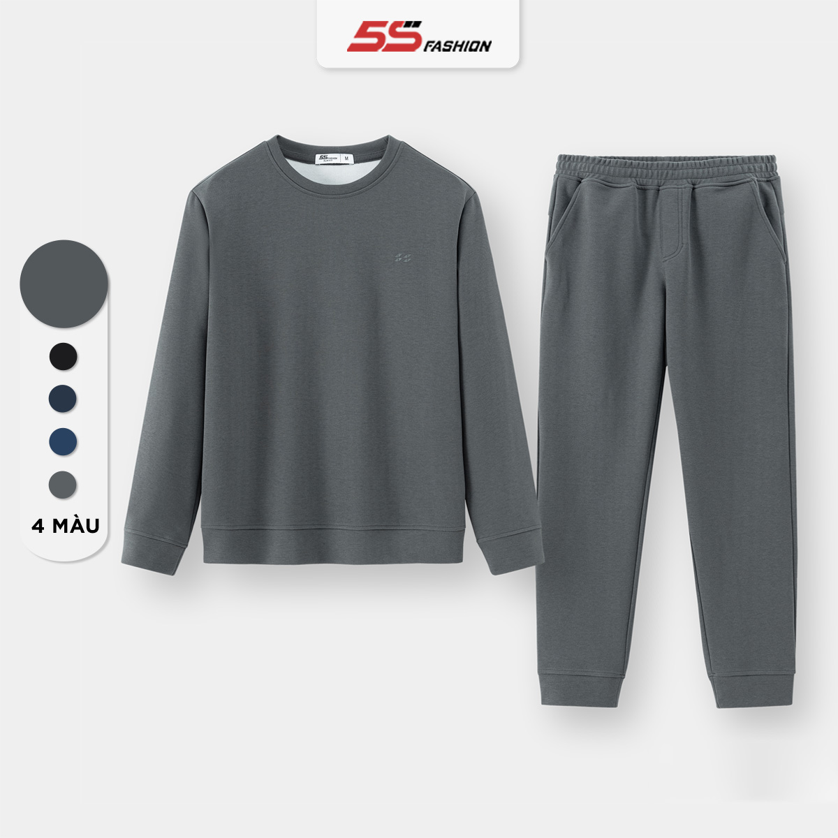 Bộ Nỉ Nam Mùa Đông 5S FASHION Chất Nỉ Dày Dặn, Giữ Ấm,Thiết Kế Trơn Classic Dễ Mặc (BNI24001)