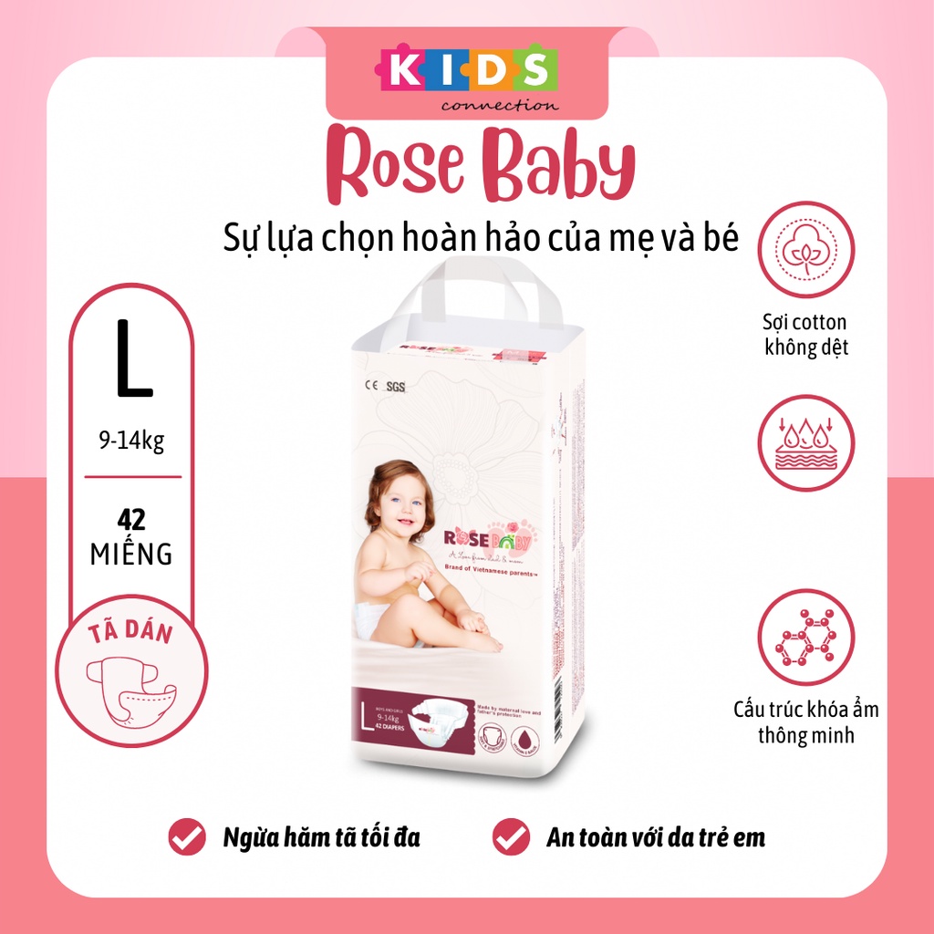 Bỉm tã dán ROSE BABY size L (48 miếng)