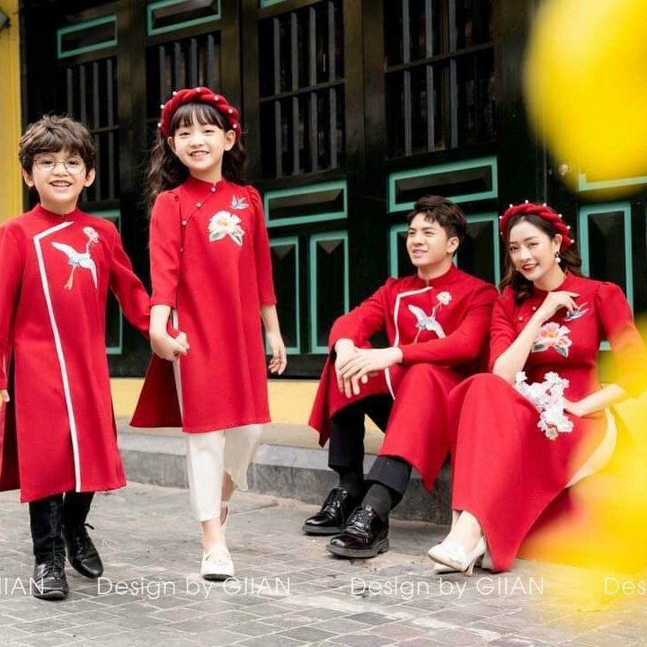 Áo Dài Đôi Bố Mẹ Cao Cấp Loại 1 [H&H] Áo Dài Cách Tân Đôi Gia Đình Nam Nữ Áo Dài Tết Cho Gia Đình Thêu Hoa Văn Thuần Việt Chất Liệu Tafta Cao Cấp Cực Mềm Mịn