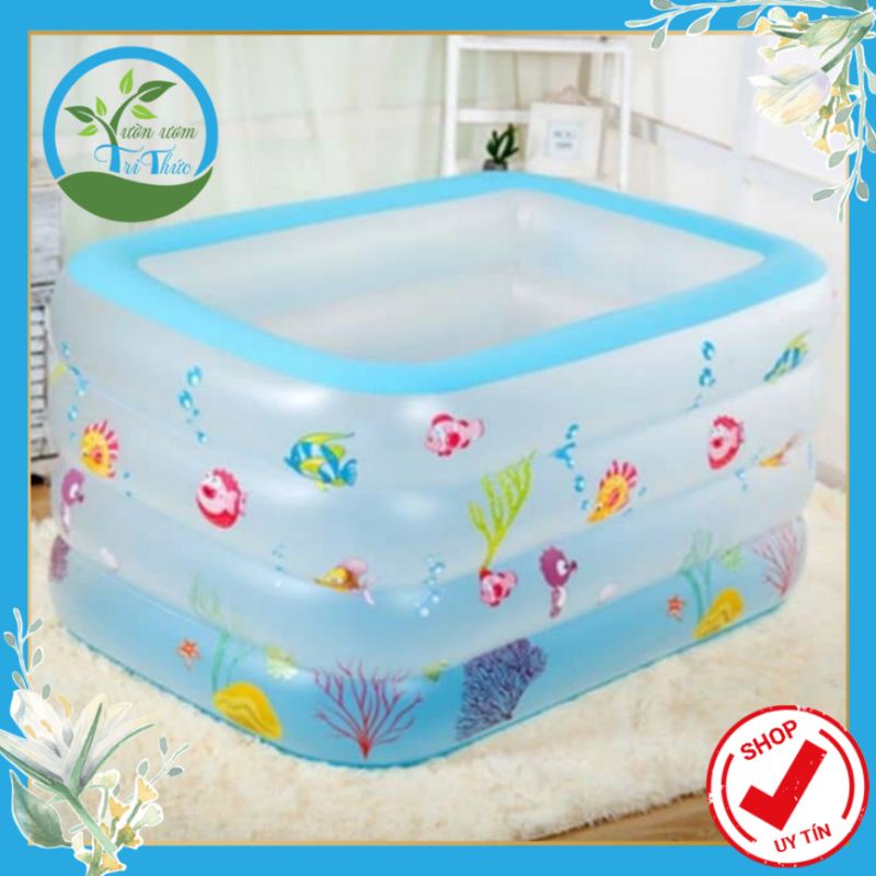 [Freeship + Qùa tặng bơm tay] Bể bơi 4 tầng cho bé thỏa sức tập bơi chất liệu dày dặn, kích thước 140*100*75 cm (Nanashop1)