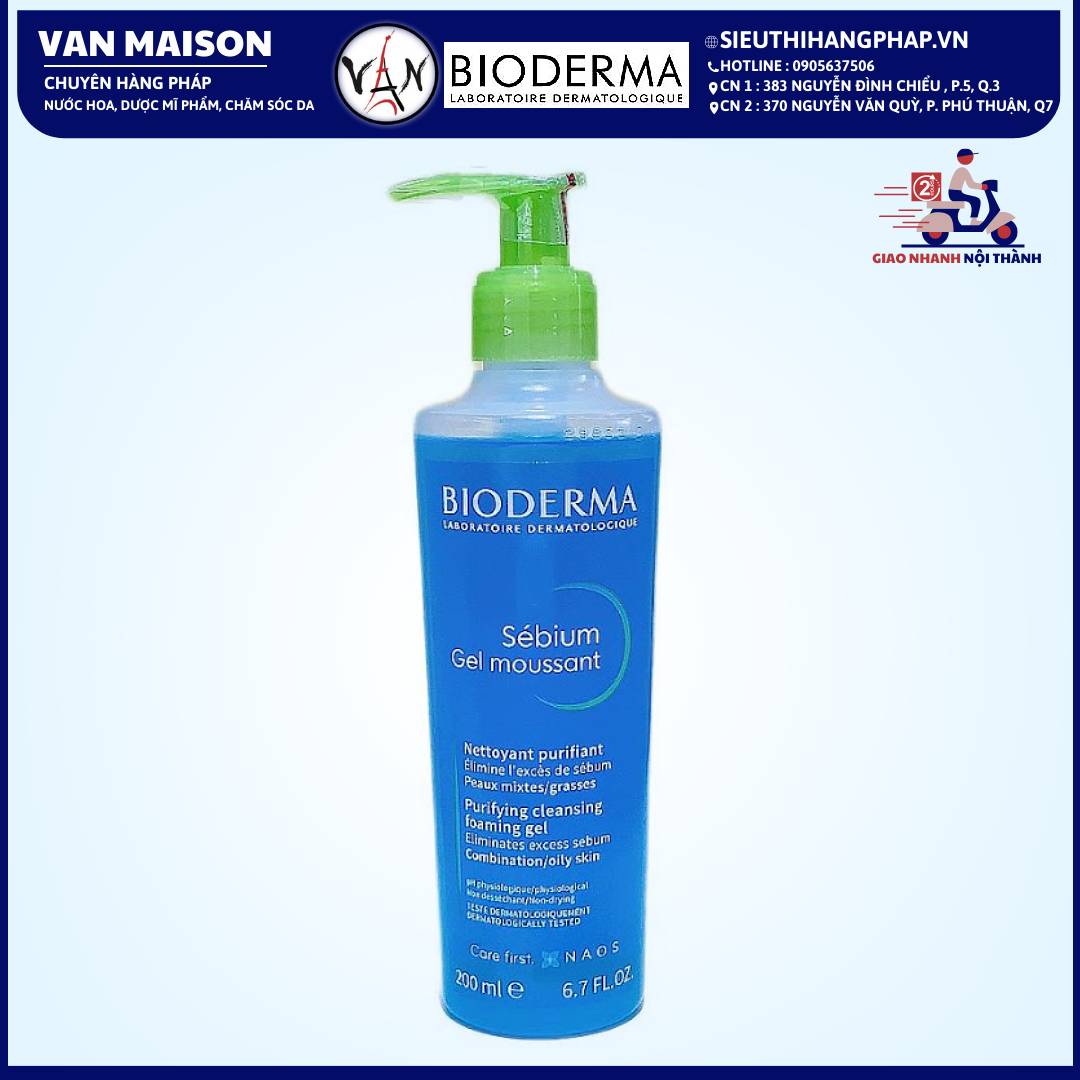 Sữa rửa mặt bioderma dành cho da dầu mụn sébium gel moussant 200ml