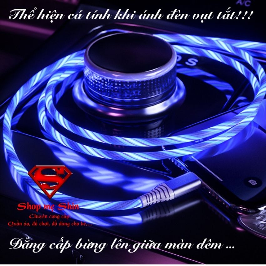 [Đồ Chơi Công Nghệ] Dây Sạc Iphone Có Đèn, Nhựa Dẻo, Sạc Nhanh IOS, Thể Hiện Cá Tính, Giao Màu Ngẫu Nhiên - Shop Mẹ Shin
