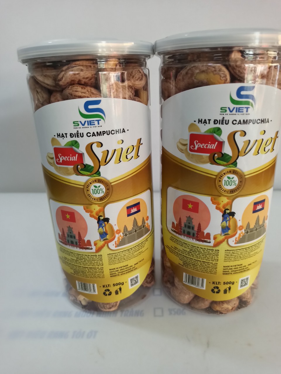 500G Hạt điều rang muối Campuchia size lớn hiệu SVIET hũ pet dùng ăn vặt - ăn chay - ăn kiêng