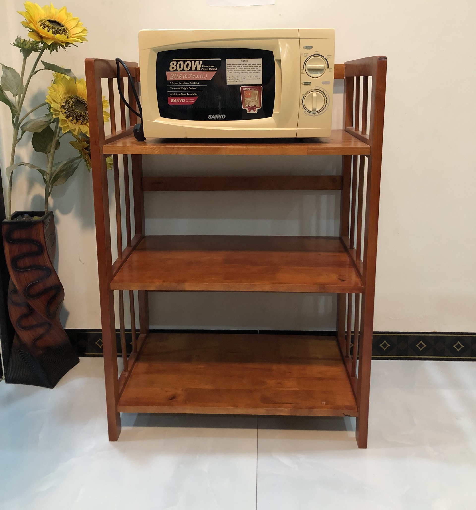 Kệ lò viba, kệ lò vi sóng, để để đồ ... 3 tầng gỗ tự nhiên ( chiều sâu kệ lớn)