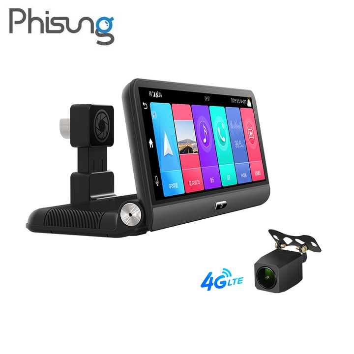 [Trả góp 0%] Camera hành trình đặt taplo ô tô xe hơi nhãn hiệu Phisung K6 màn hình 7 inch Android Wifi GPS - Hàng nhập khẩu
