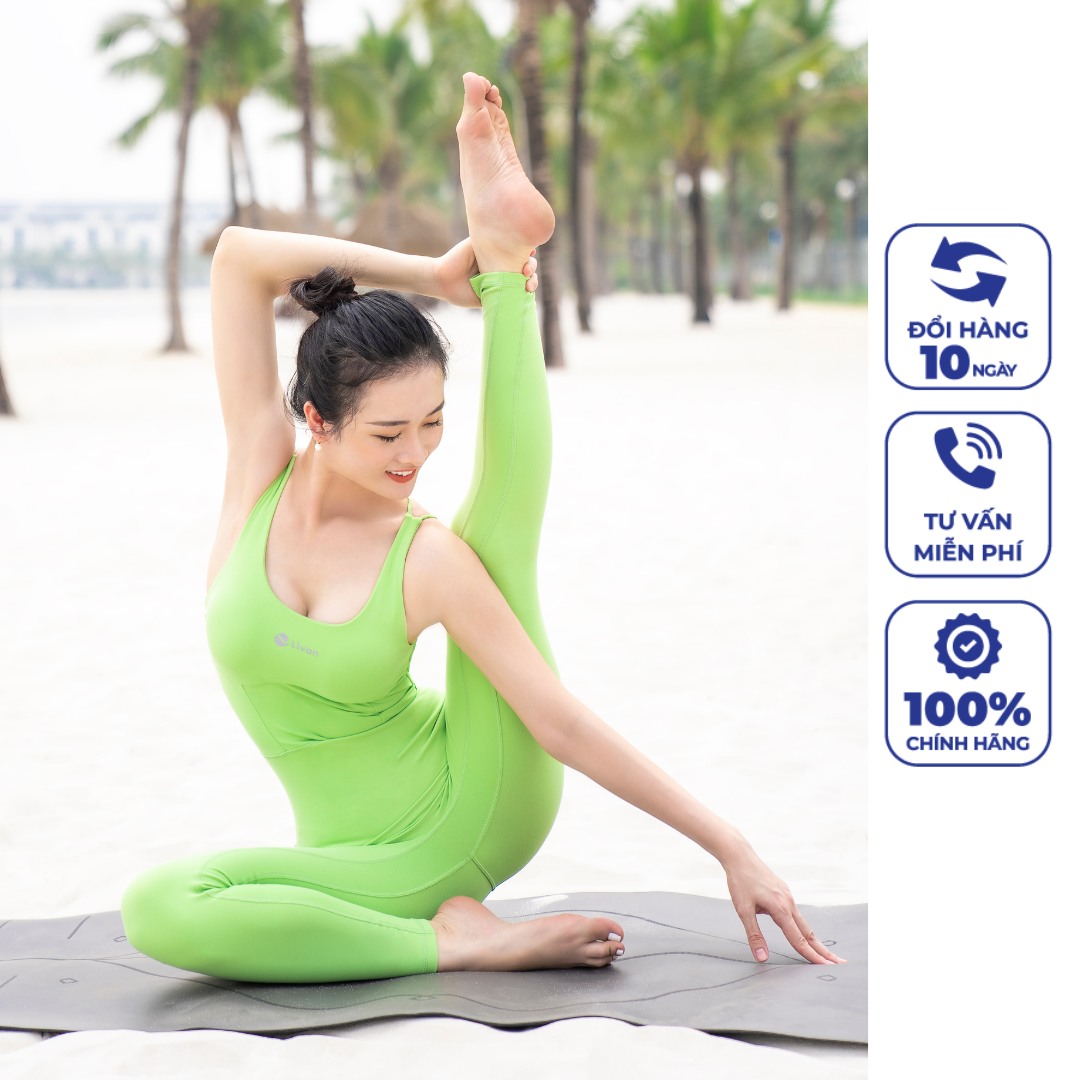 Set đồ tập gym, yoga jumpsuit tiara livan sport cao cấp - màu xanh