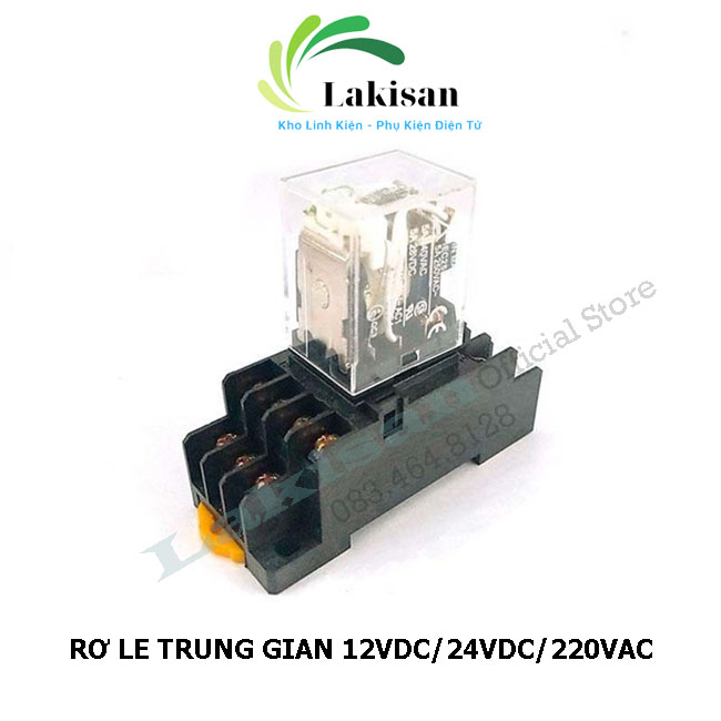 Rơ le trung gian - relay kính my2n ly2n my4n 12vdc/24vdc/220vac | lakisan