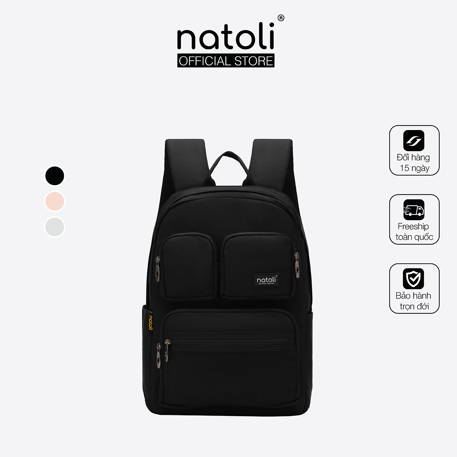 Balo unisex Dynamic Backpack B1 chính hãng NATOLI, Cặp nhiều ngăn kháng nước siêu nhẹ thời trang phong cách cao cấp