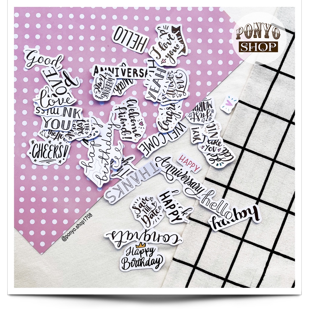 💗 Set 40 sticker 𝐁𝐞𝐬𝐭 𝐖𝐢𝐬𝐡𝐞𝐬 - Happy anniversary trang trí sổ tay