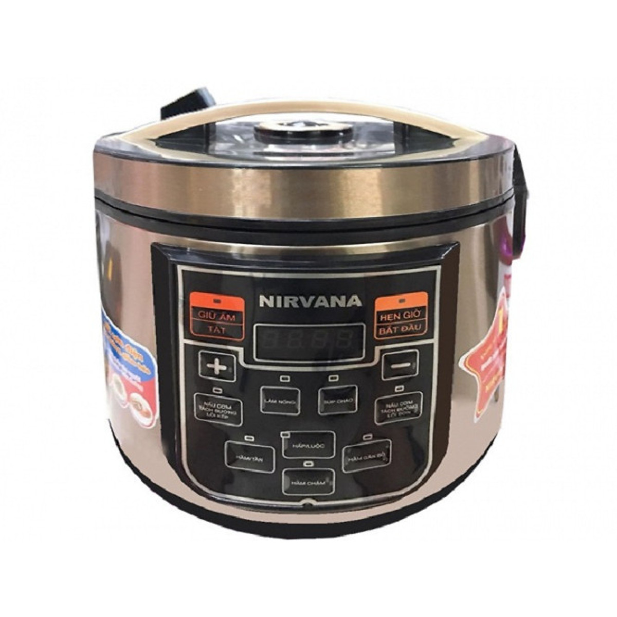 [HCM]Nồi Cơm Điện Tách Đường Giảm Béo Nirvana 1.8L Cao Cấp Tiếp Kiệm Điện Lõi Thép Kép Inox 304 Chịu Nhiệt. Đa Chức Năng Hầm Hấp Nấu Súp Cháo Luộc Gà Không Cần Nước Loại Bỏ Chỉ Số GI Và Calories Trong Tinh Bột
