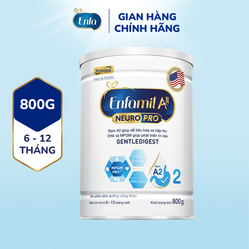 Sữa bột Enfamil A2 Neuropro 2 cho trẻ từ 6 - 12 tháng tuổi – 800g