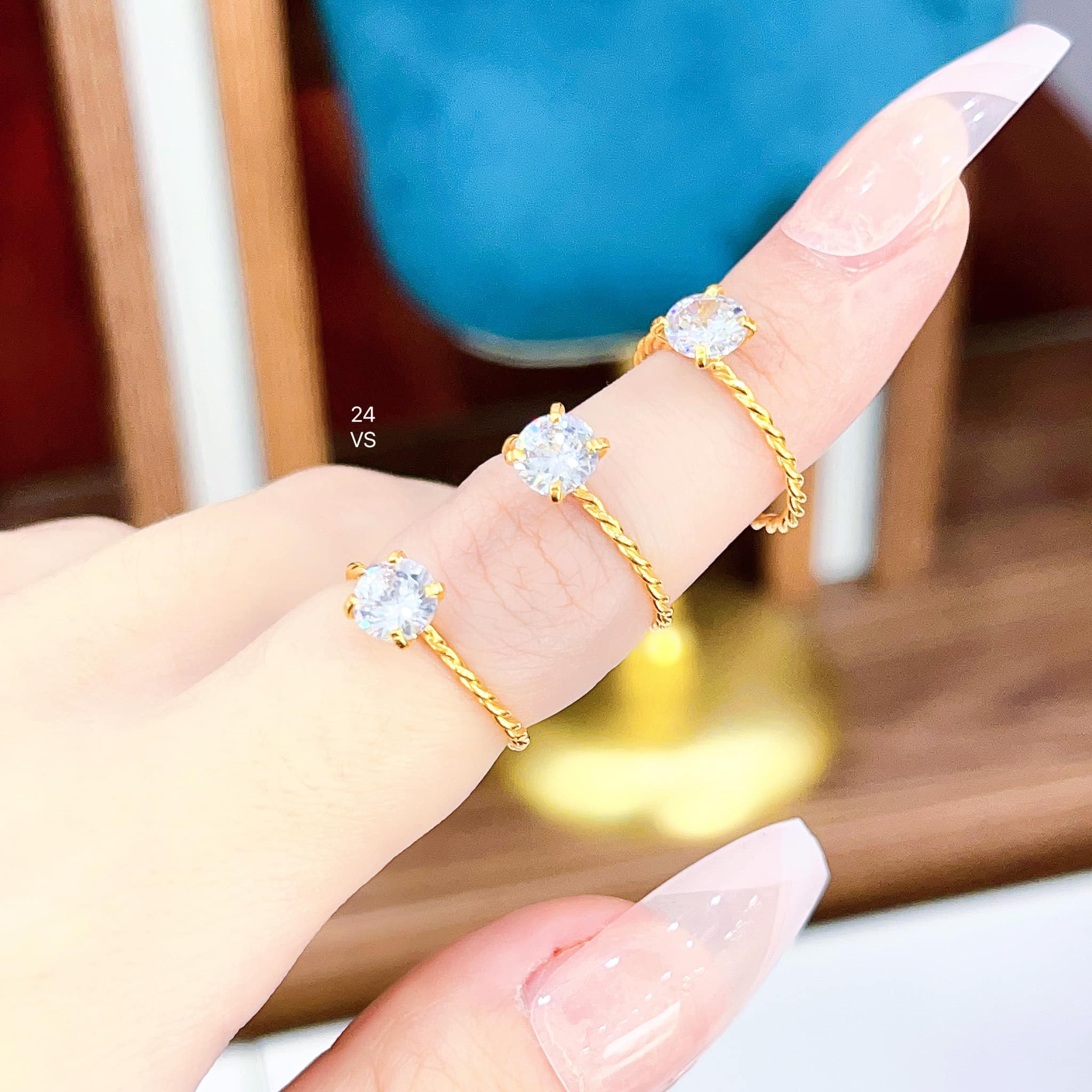 Nhẫn nữ vàng tây mặt đá nhỏ xinh MS24