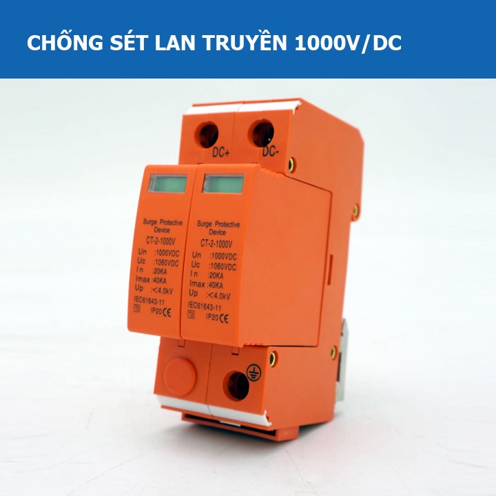 Chống sét DC 1000V-2P chuyên dụng cho điện mặt trời