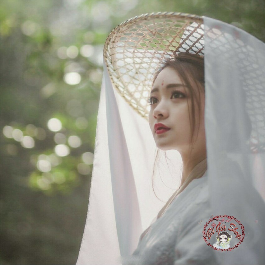 Mũ tre mũ mạng che cổ trang mũ kiếm hiệp