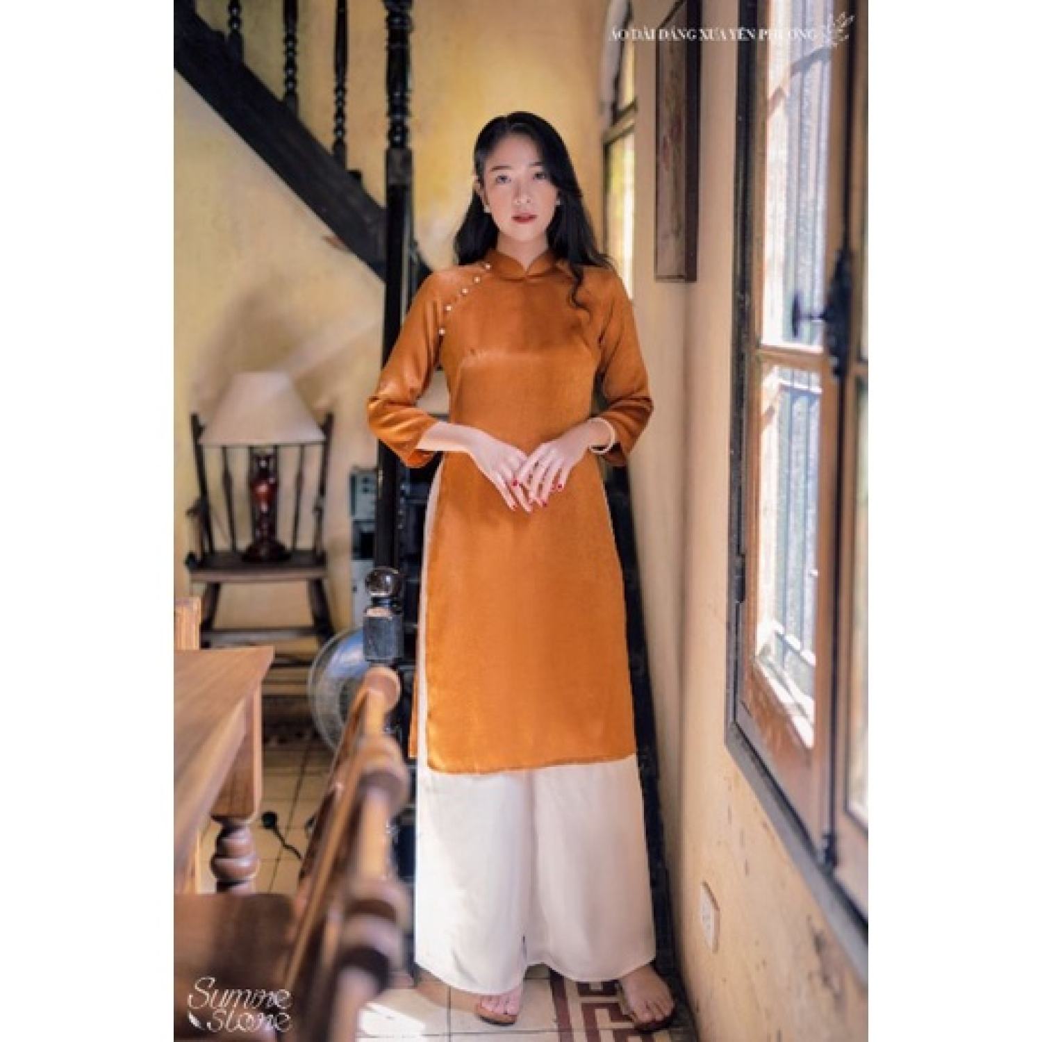 Tặng mấn áo dài dáng suôngcó bigsize