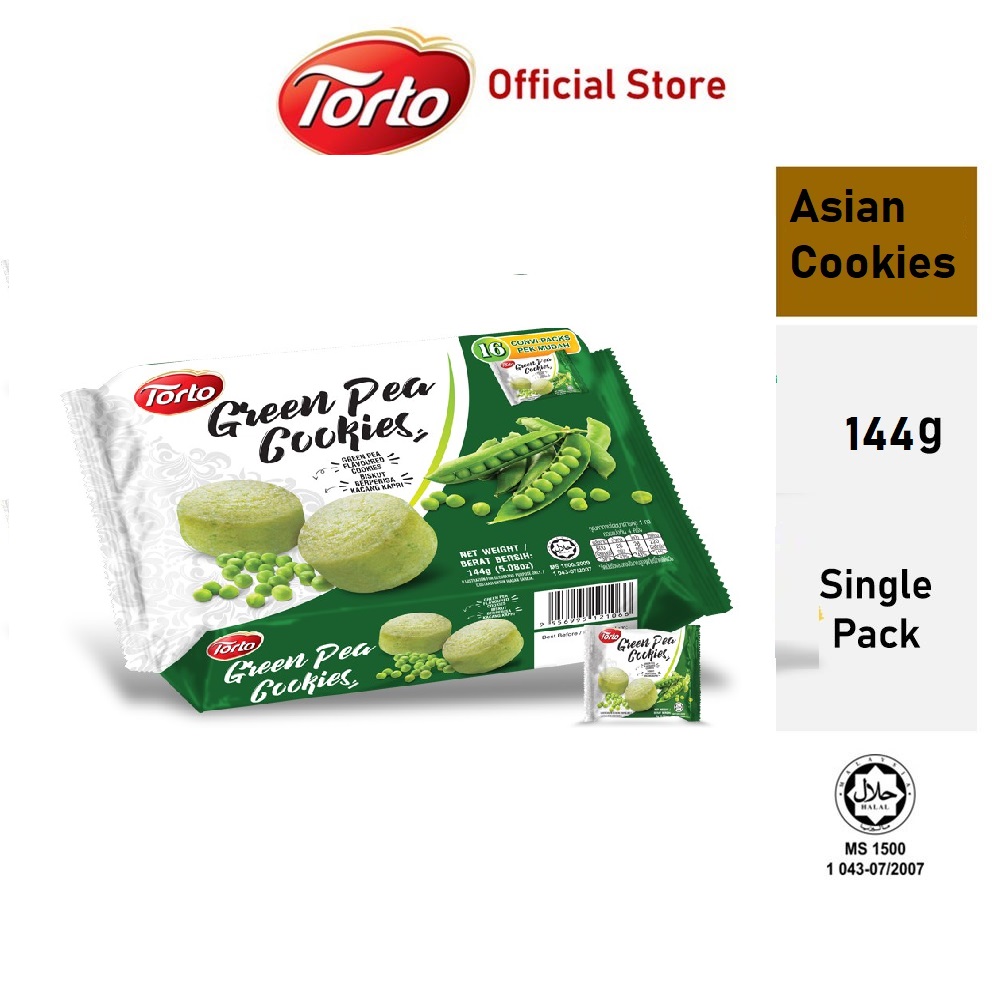 Bánh quy Đậu Xanh White castle nhập khẩu Malaysia 144g Torto Asian Cookies Green Pea Cookies