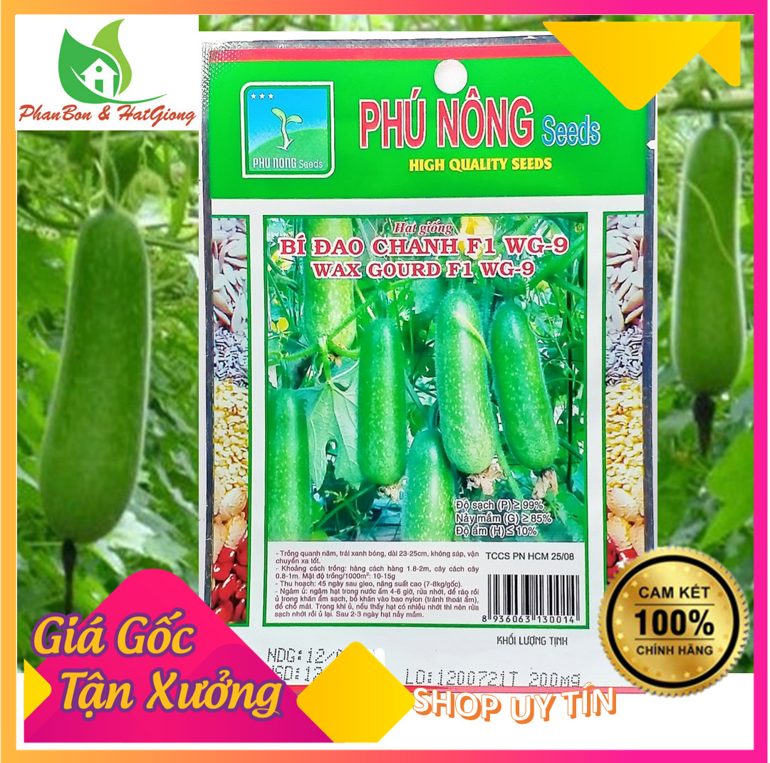 Hạt giống bí đao chanh, bí đao wg9 dễ trồng, siêu trái 0,2gr - phú nông seeds