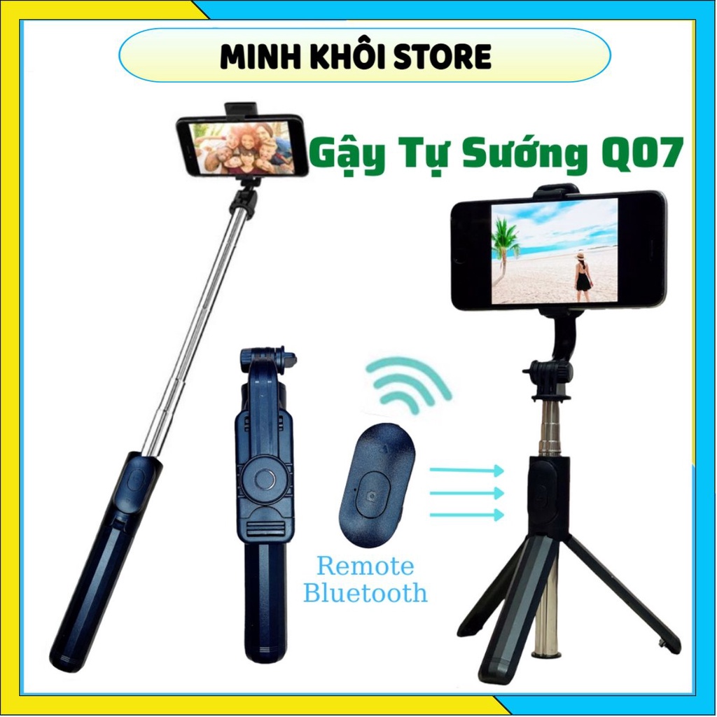 Gậy chụp ảnh tự sướng 3 chân đa năng q07 kèm remote bluetooth siêu tiện lợi