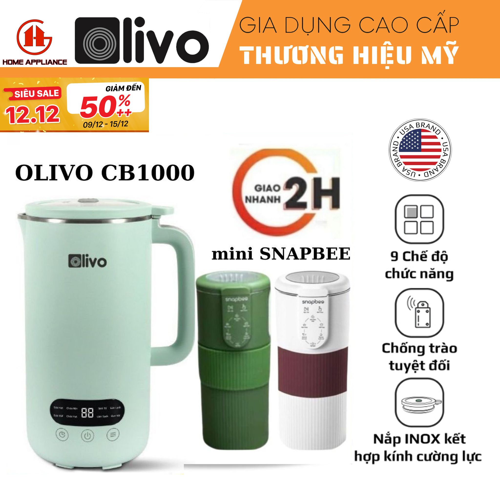 Máy Làm Sữa Hạt OLIVO CB1000 - Máy làm sữa hạt mini Snapbee Máy Làm Sữa