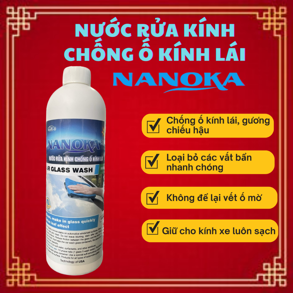 Nước rửa kính ô tô chống ố kính, sạch nhanh, tiết kiệm, 1 chai pha 2.5L nước sạch