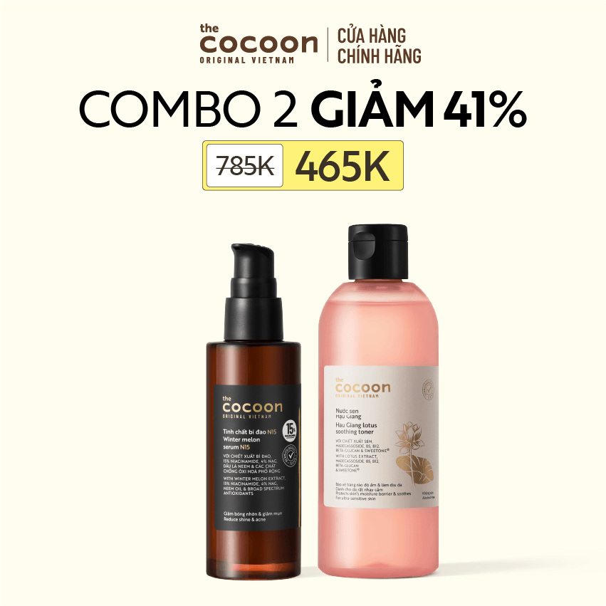 COMBO 1 Tinh chất Bí đao N15 70ml + 1 Bigsize Nước sen Hậu Giang Cocoon 310ml