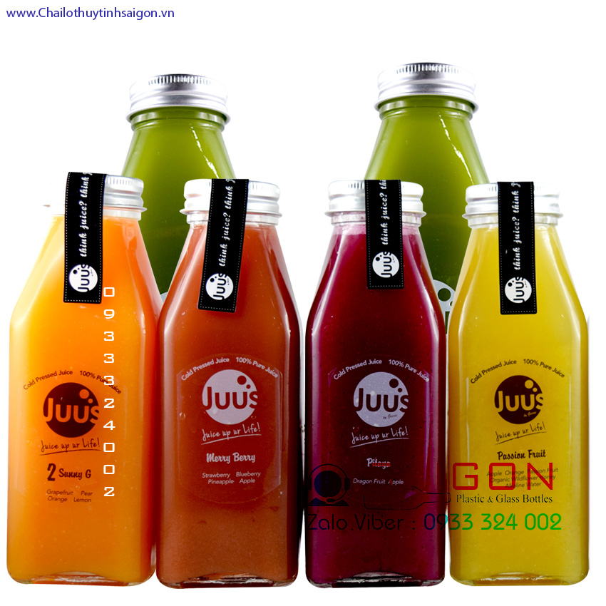 [HCM]Chai Thủy Tinh Vuông 350ml nắp Nhôm | Thủy Tinh Cao Cấp