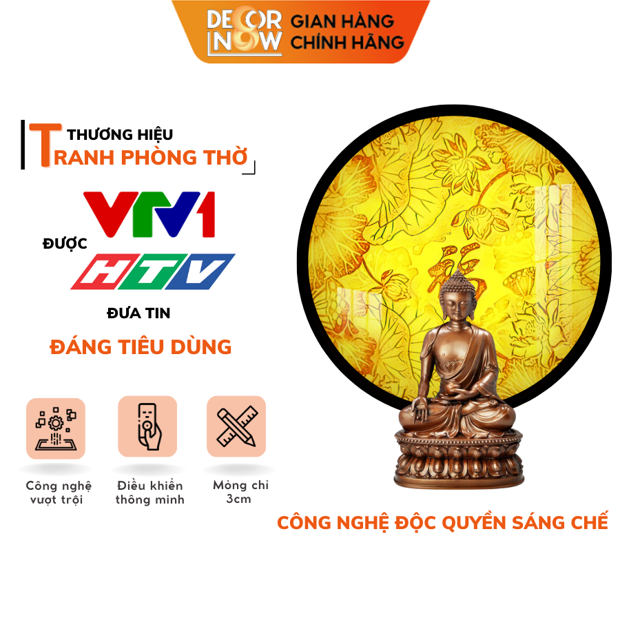 Đèn Hào Quang Phật In Tranh Trúc Chỉ DECORNOW 20,30,40 cm