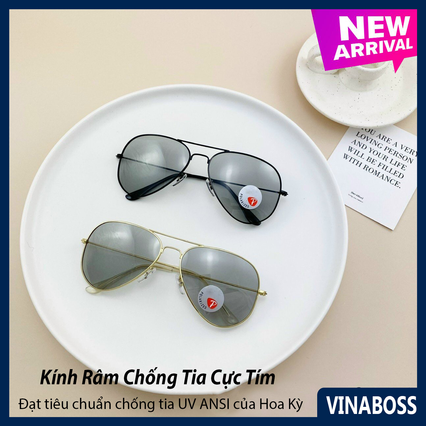 Mắt kính mát nam đổi màu dùng cả ngày và đêm tròng Polaroid VNRB3026 - Kính mát nam đổi màu xịn chống chói chống tia UV - Tặng kèm hộp và khăn lau