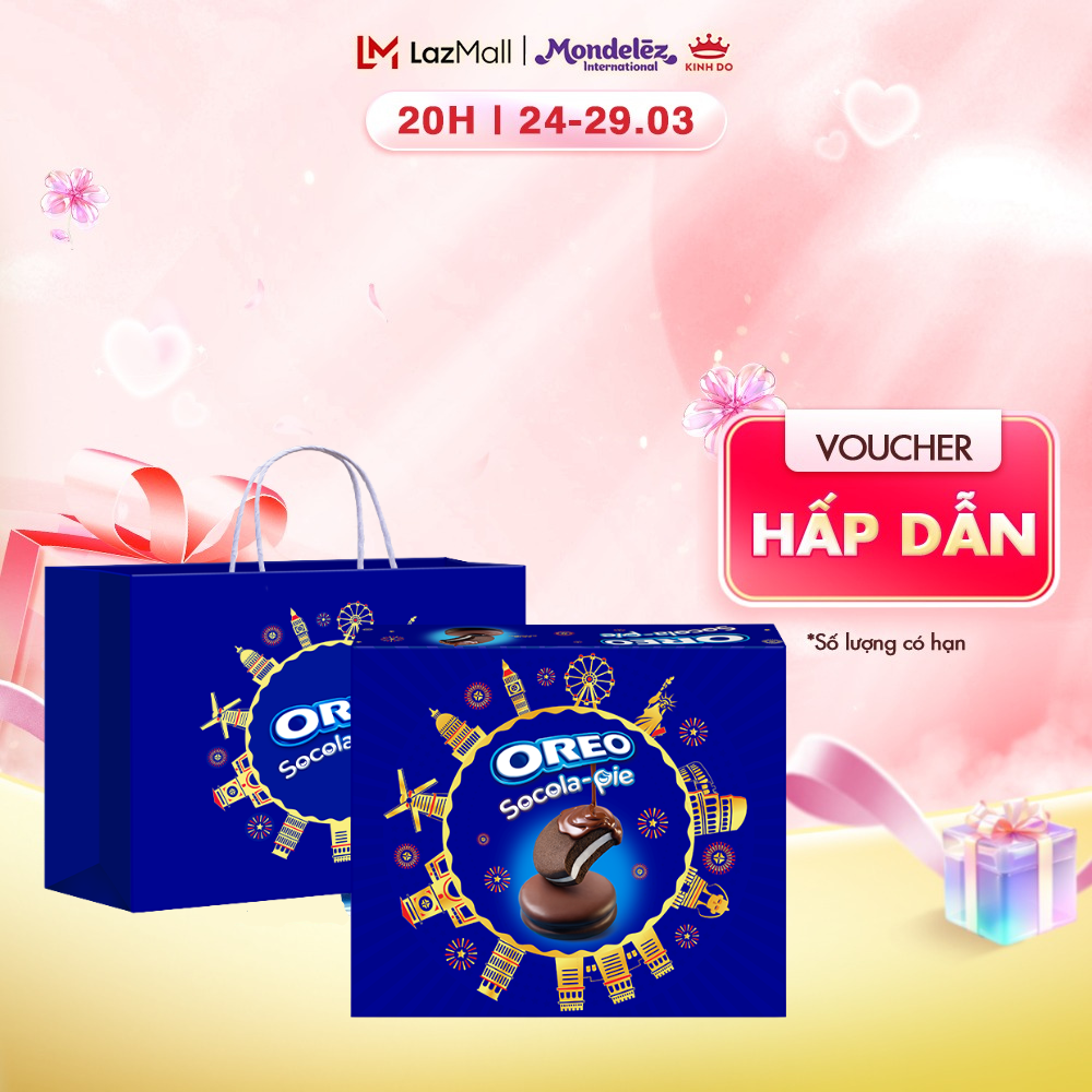 [CÓ TÚI GIẤY] Hộp Quà Tết Oreo Socola-Pie Vị Marshmallow, Hộp 448G