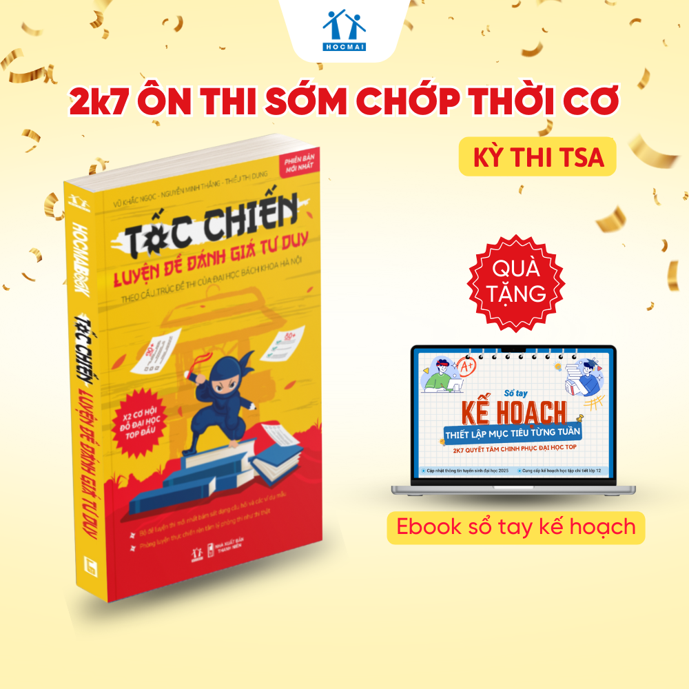 HOCMAI - Sách - Tốc chiến luyện đề đánh giá tư duy - Theo cấu trúc đề thi của Đại học Bách Khoa Hà Nội năm 2024