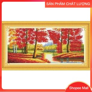 [HCM]Tranh thêu chữ thập Mùa Thu Lá Đỏ DLH-YF321 kích thước 150*72cm [Hàng có sẵn]