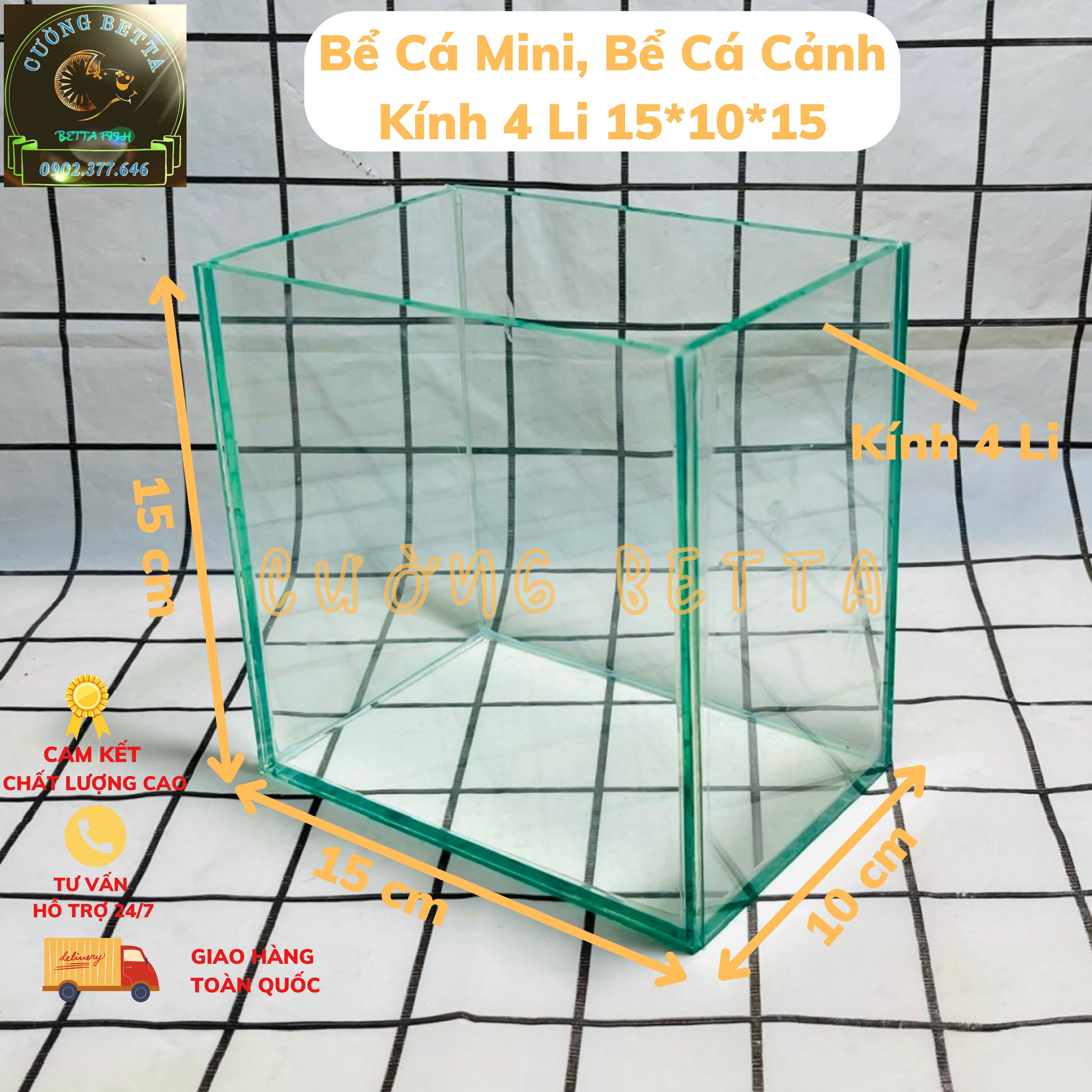 [HỒ CÁ] HỒ CÁ MINI, HỒ CÁ BETTA ĐỂ BÀN 4LI 15*10*15 Giấu Keo