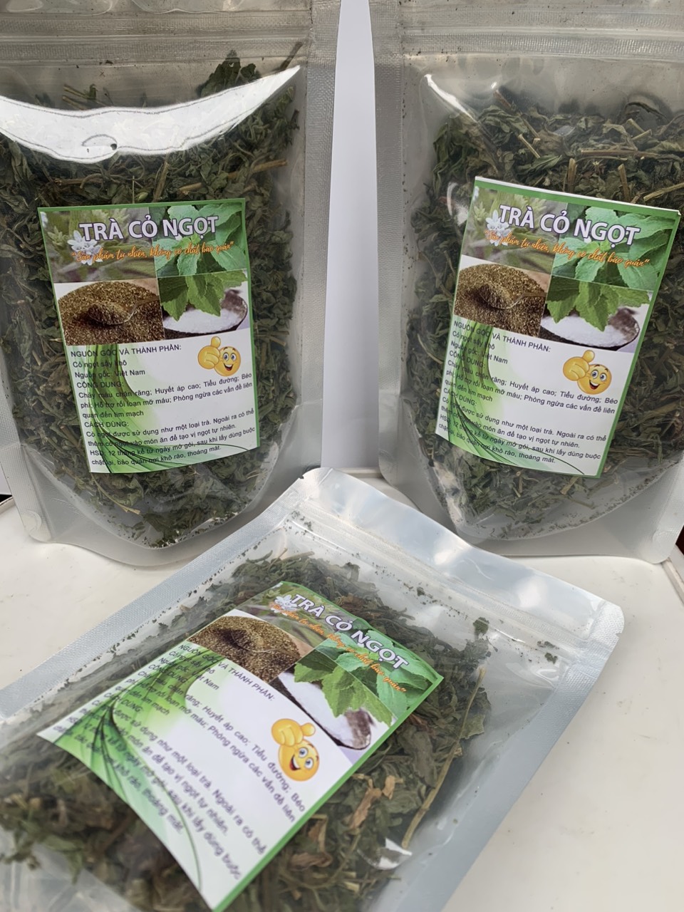 Cỏ ngọt sấy khô, trà cỏ ngọt gói 50g, hàng thượng hạng, cỏ ngọt Việt Nam
