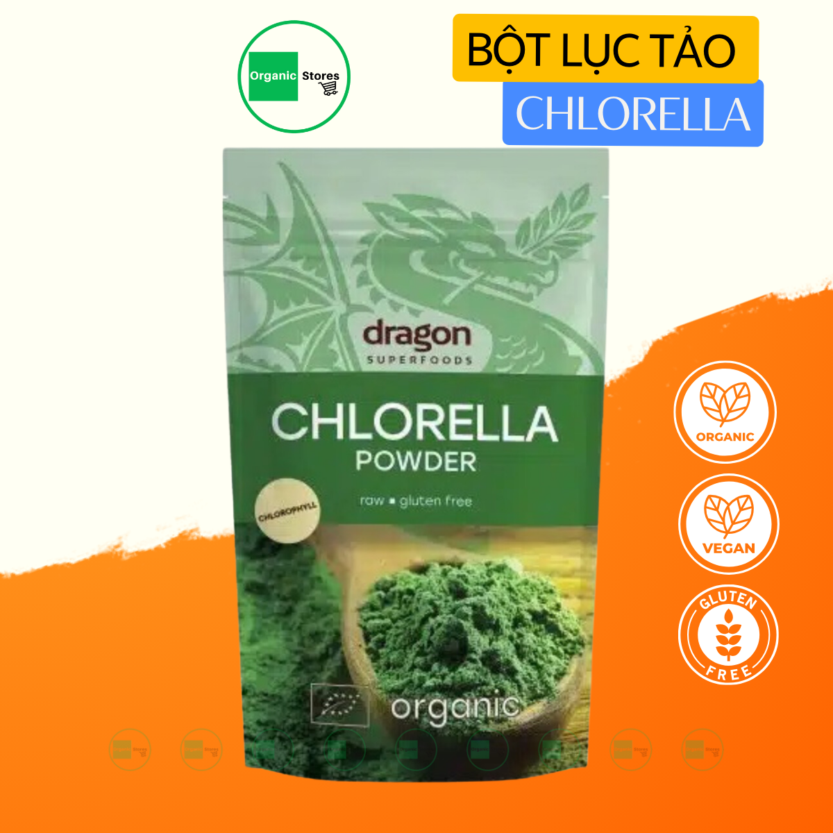 Bột lục tảo Chlorella hữu cơ 200gr - Dragon Superfoods