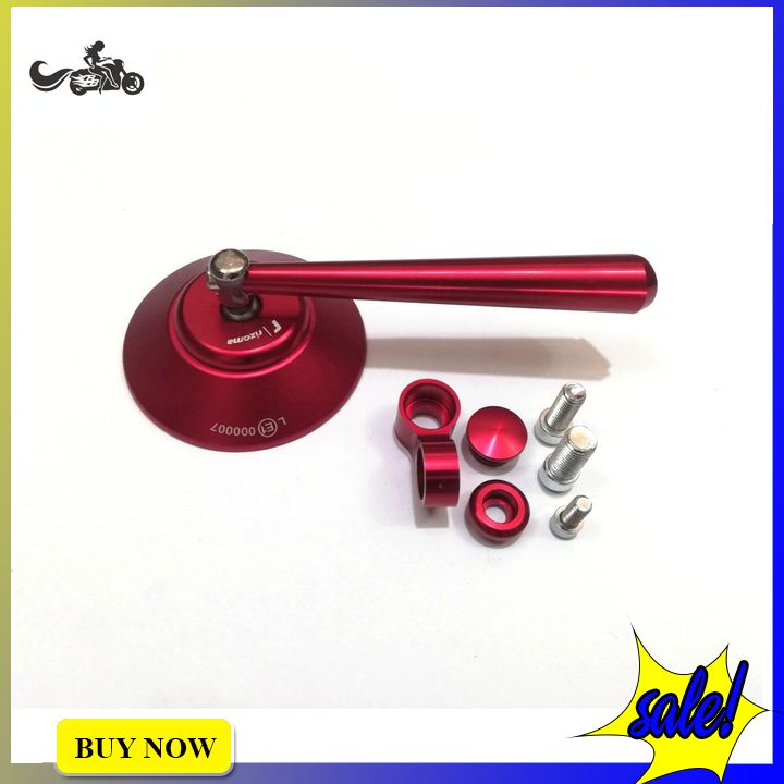 Gương chiếu hậu tròn rizoma full nhôm cho xe máy - màu đỏ - 1 cái