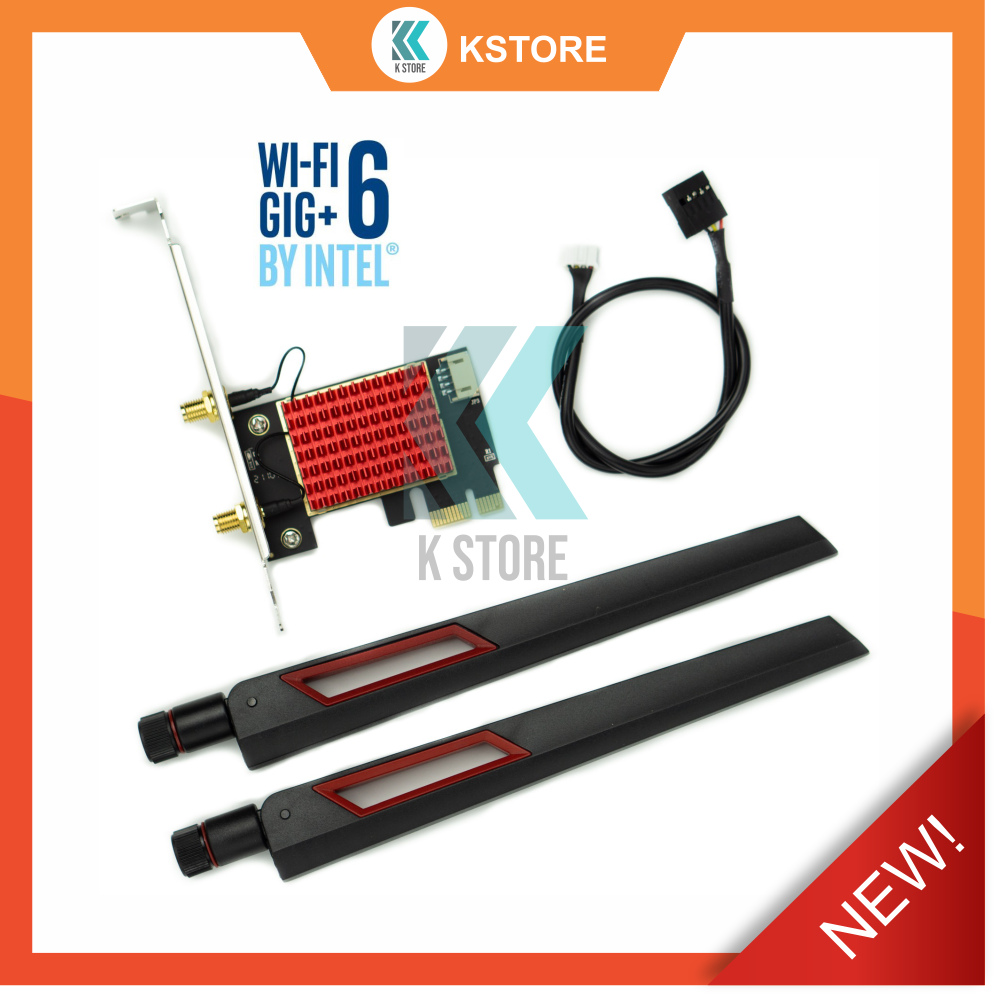 Card wifi intel 3168ac 9260ac ax200 ax210 có tản nhiệt- 2 băng tần 2.4g/5g - bluetooth