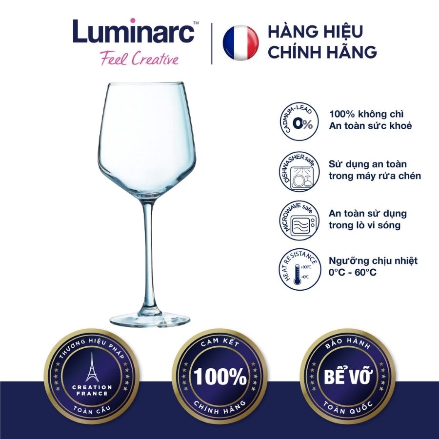 Bộ 6 ly rượu vang thuỷ tinh luminarc val surloire 470ml - luval9570