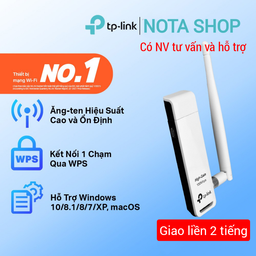 [ TP LINK - Giao liền 2H] USB WiFi 150Mbps TL WN722N cho 2.4G/ T2U 600Mbps 5G wifi + bluetooth cho laptop pc linux