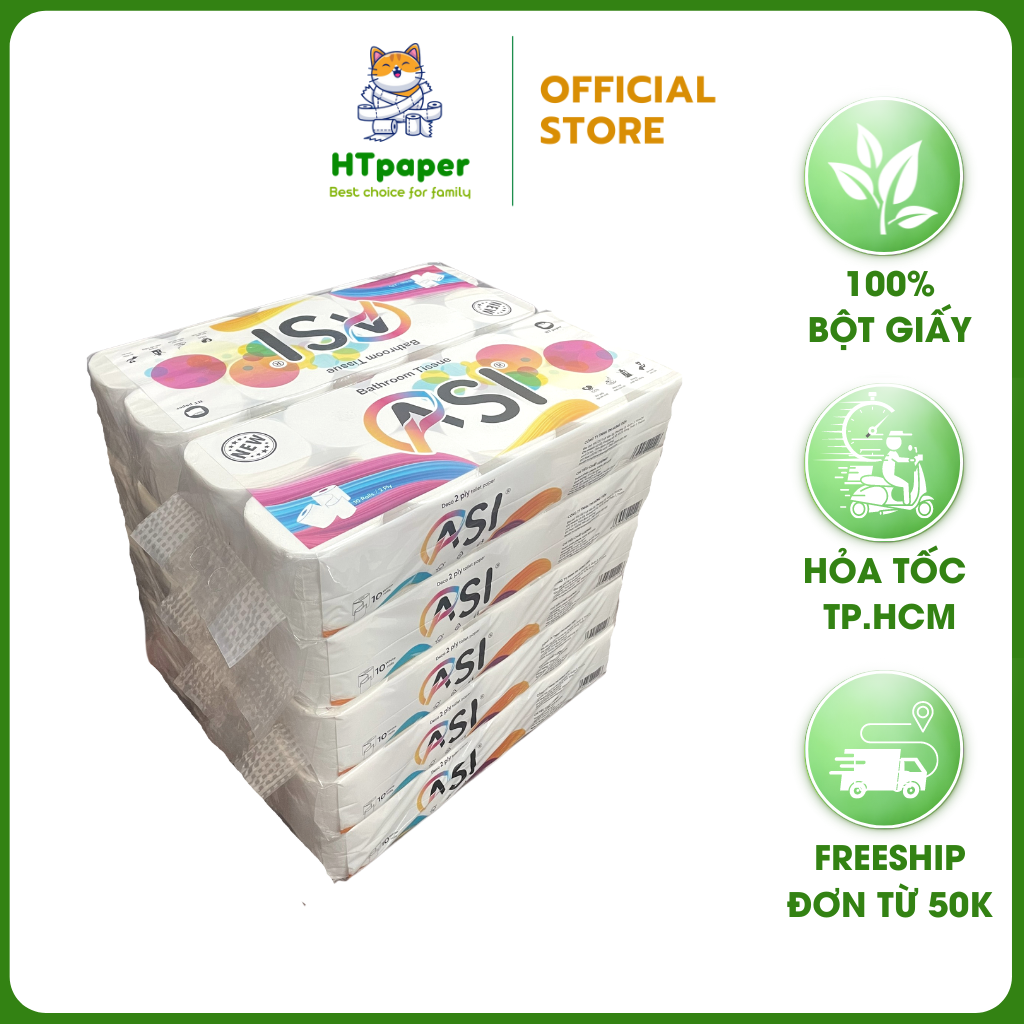 💥 combo 10 bịch giấy vệ sinh asi không lõi loại 800gr/bịch cao cấp mịn không bụi - htpaper