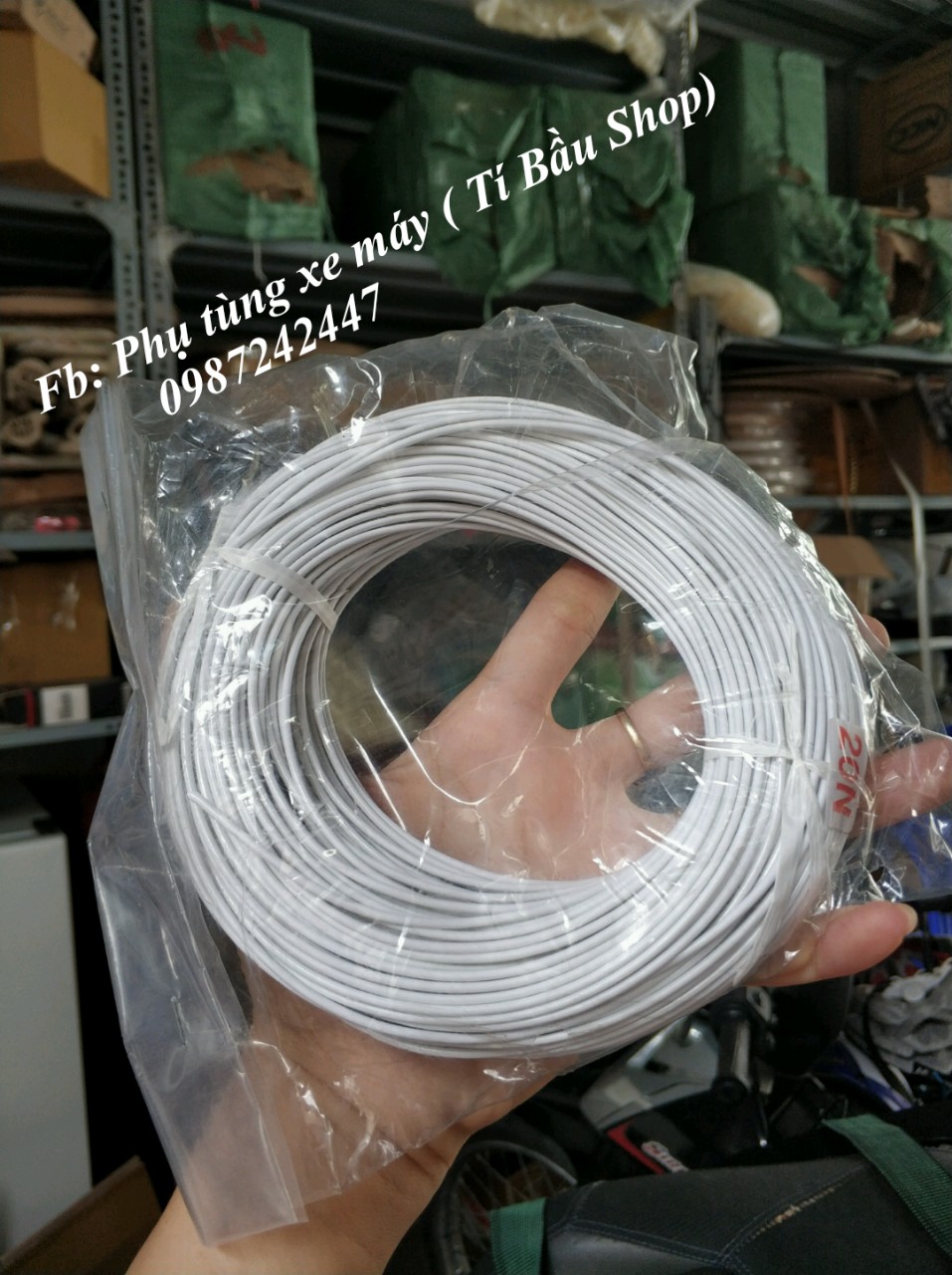 [HCM]Dây điện xe máy màu trắng lõi đồng 0.5m ( Dây điện đơn - cuộn 0.5 kg )