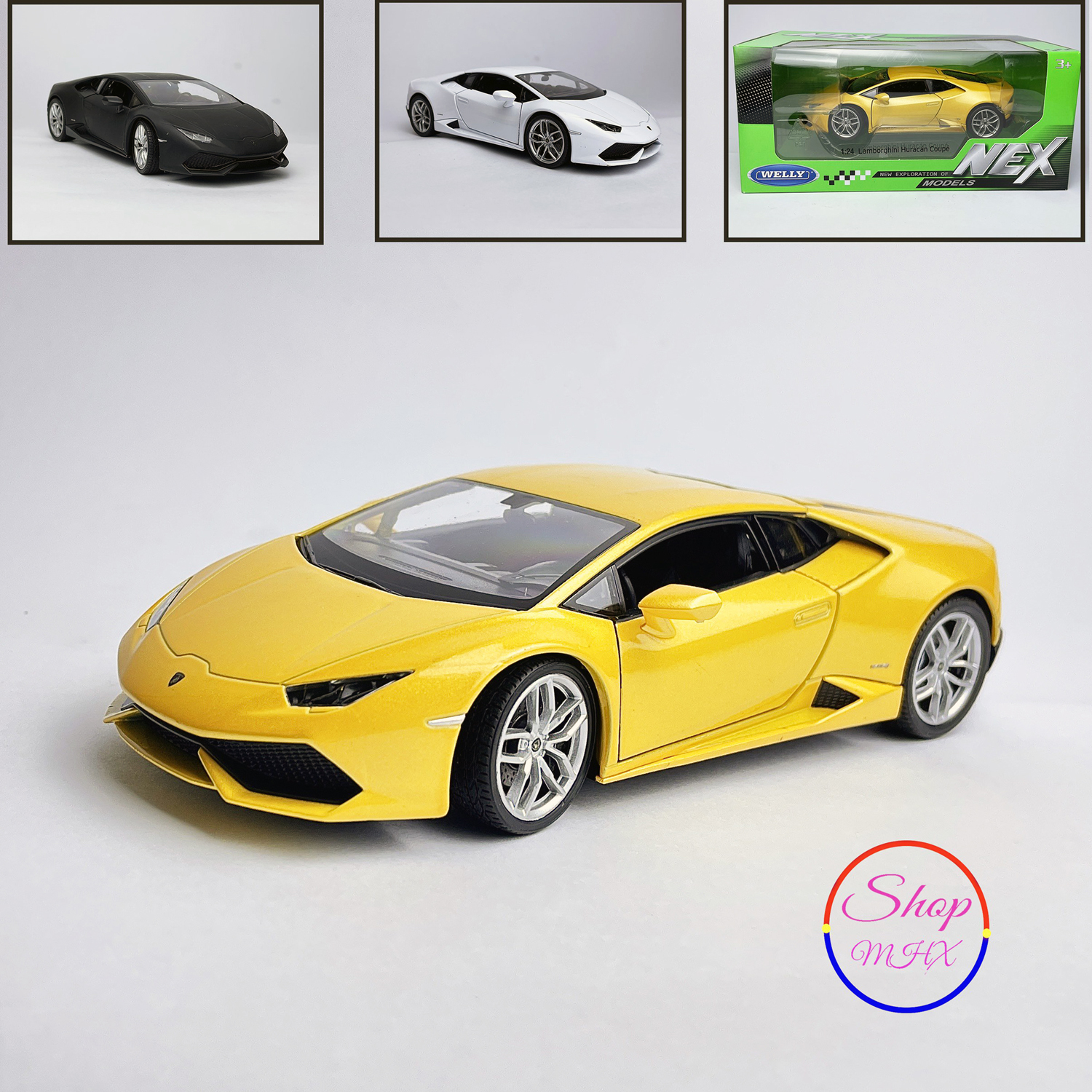 Xe mô hình sắt lamborghini huracan tặng biển số tỉ lệ 1:24 hãng welly
