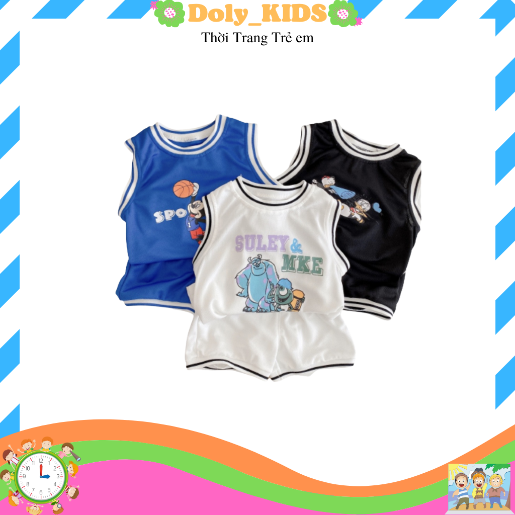 Bộ sát nách cho bé MIN KIDS . Áo ba lỗ cho bé in hình cho bé chất cotton thông hơi cho bé trai bé gái 8-23kg SN06