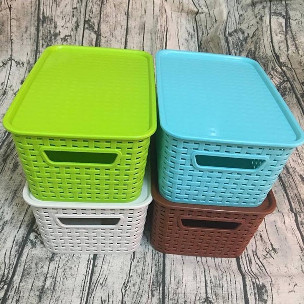 Rổ đựng chữ nhật có nắp hàng công ty Việt Nhật Size Trung 29,5*39 cm (cao 22cm)