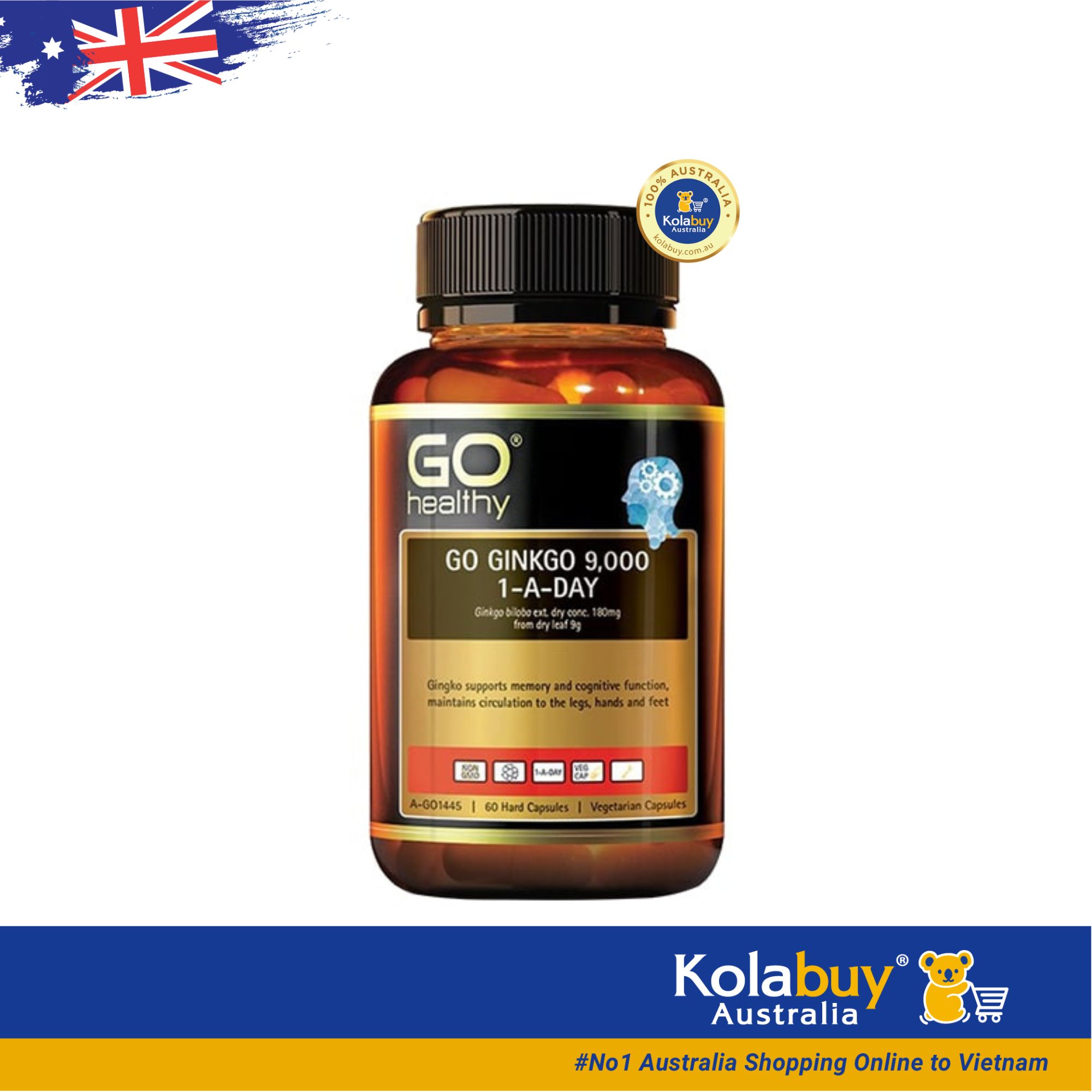 Viên uống bổ não của Úc GO Healthy Ginkgo 9000 60 viên