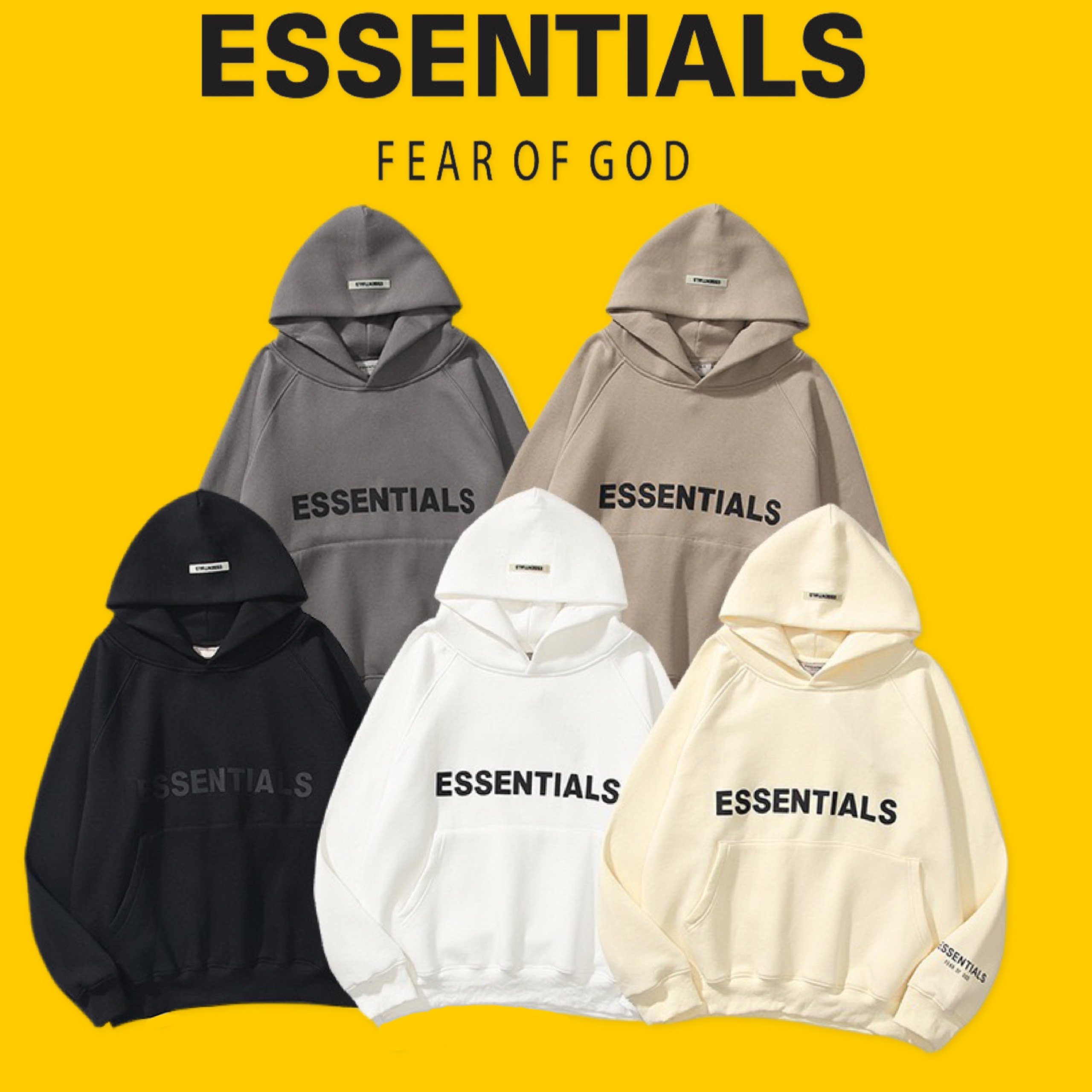 Áo hoodie essentials vải nỉ bông cotton 100%