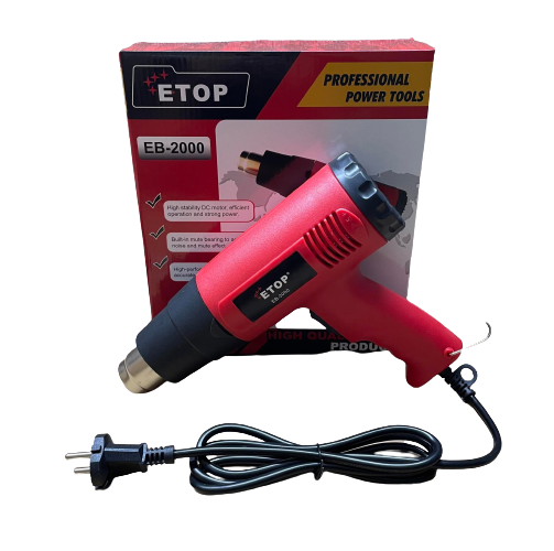 Máy khò nhiệt- máy thổi hơi nóng chính hãng etop công suất 2000w, có 2 dây làm nóng, có điều tốc