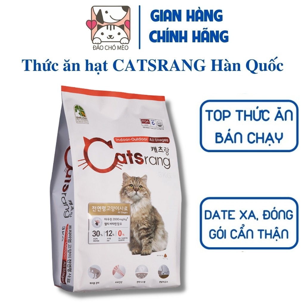 Thức ăn cho mèo hạt catsrang cho mèo hàn quốc túi zip 1kg - đảo chó mèo